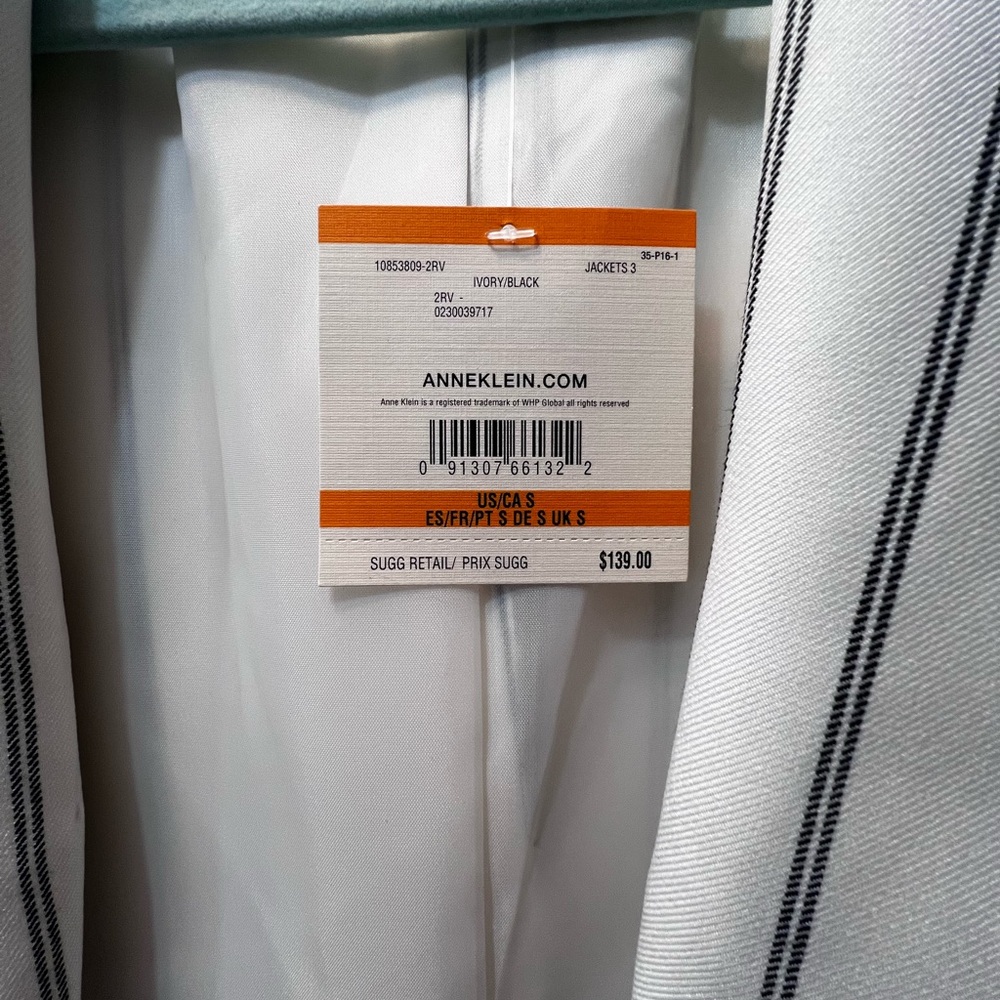 Anne Klein Cream and Black Striped Jacket